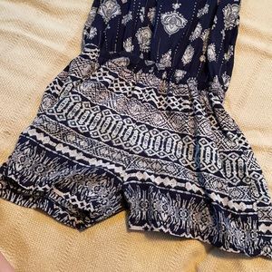 Blue and white romper
